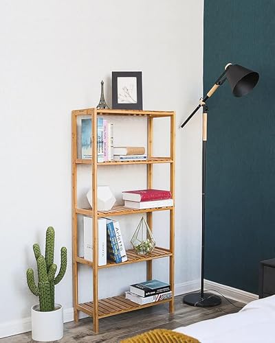 SONGMICS 5-Tier Bamboo Shelf, Freestanding Bathroom Storage Rack - color: Light Bamboo, size: 5 Tiers (10.2"D x 23.6"W x 51.2"H)