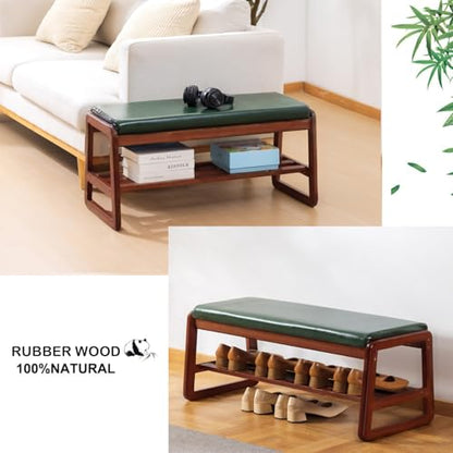 latifolia Shoe Rack Bench, Entryway Bench with Cushion(Green,39.70''L) - color: Green, size: 39.37''L