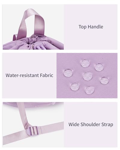 WANDF Drawstring Backpack for Women, Lightweight Gym Bag with Yoga Mat Strap, Water-Resistant String Backpack with Mesh Pocket (Purple, Patent Pending) - color: Purple