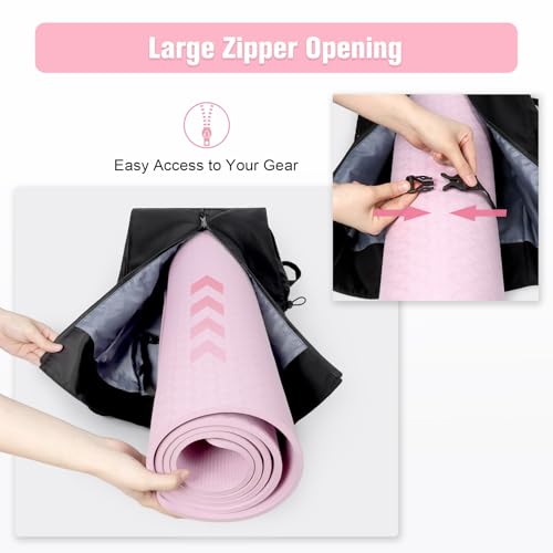 WOMACO Yoga Mat Bag, Adjustable Yogamat Blocks Carrier with Backpack Straps and Side Pockets, Top-Opening Yoga Backpack for Yoga Accessories