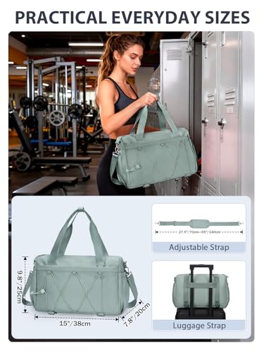 RHDZO Small Gym Bag for Women with Yoga Mat Holder and Wet Pocket, Green - color: Green