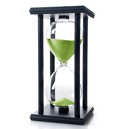 60 Minutes Hourglass, Wood Sand Timer, Green | 4 x 4 x 8 inch Sand Clock - color: Green, size: 60 min