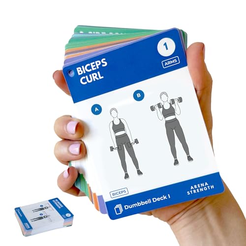Arena Strength Workout Cards - Instructional Fitness Deck for Booty Band Workouts, Beginner Fitness Guide for Resistance Band Training Exercises at Home. Includes Workout Routines. - style: Dumbbell (Part 1)