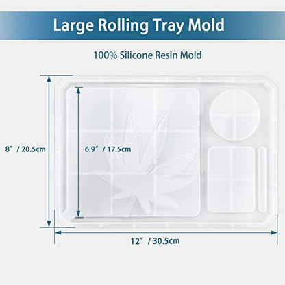 FONUNO Silicone Resin Casting Molds Pack of 5 | Epoxy Resin Molds with Large Rolling Tray & Herb Grinder Mold for DIY Resin Craft & Storage, Flexible and Reusable