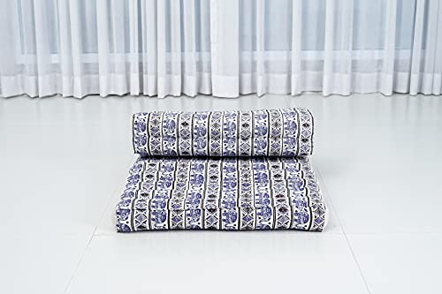 Leewadee Foldable Floor Mattress – 2 in 1 Floor Meditation Mat for Yoga and Relaxation, Seating Futon with Kapok - color: El1 - Blue