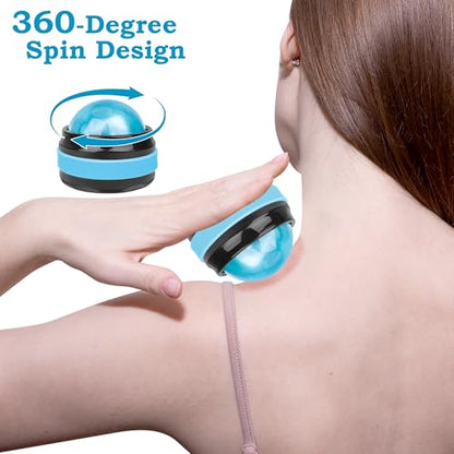 Coolrunner Massage Ball, 2-Pack Handheld Manual Roller Massager, Blue+Pink | Self Massage Therapy and Relax Full Body Tools, For Sore Muscles, Shoulders, Neck, Arms, Legs, Back, Foot, Body - color: Blue+pink