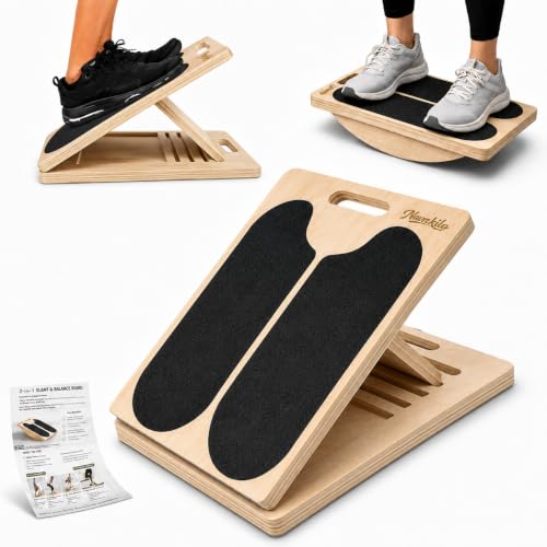 2-in-1 Wooden Slant Board for Calf Stretching & Balance Board
