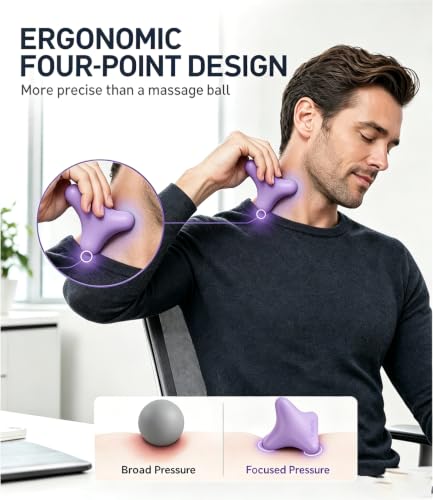 Trigger Point Massage Tool, 3" × 2.6", Deep Tissue Manual Massage Ball for Muscle Knots & Myofascial Release, Physical Therapy Tool for Plantar Fasciitis, Foot Hand Hip & Back Soreness Relief - color: Purple