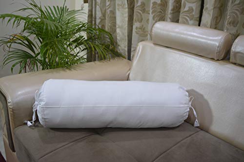 Saffron HANDICRAFTS Cotton 240TC - Bolster Cover Full Round Removable Cover for Neck Roll, Leg Rest,Yoga Practice, Meditation, Bed Sofa Couch (White, 6"x16" (15 cm x 40 cm)) - color: White, size: 6" x 16"