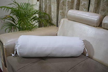 Saffron HANDICRAFTS Cotton 240TC - Bolster Cover Full Round Removable Cover for Neck Roll, Leg Rest,Yoga Practice, Meditation, Bed Sofa Couch (White, 6"x16" (15 cm x 40 cm)) - color: White, size: 6" x 16"
