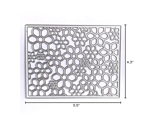 3D Frame Cutting Dies Background Dies Cut Grid Flowers Metal Stencils for Card Making Album Arts DIY Craft Embossing Template Scrapbooking Album Decor (Covered with Flowers-14x10.9cm) - style: Flowers Frame