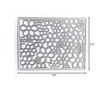 3D Frame Cutting Dies Background Dies Cut Grid Flowers Metal Stencils for Card Making Album Arts DIY Craft Embossing Template Scrapbooking Album Decor (Covered with Flowers-14x10.9cm) - style: Flowers Frame