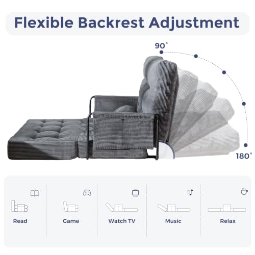 MAXYOYO Adjustable Folding Sofa Bed Couch with 2 Pillows, Dark Grey - color: Dark Grey