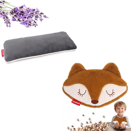 Lavender Weighted Eye Pillow for Yoga, Fox Microwave Heating Pad for Pain Relief