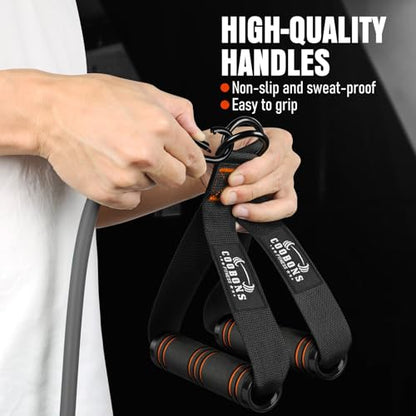 Resistance Bands with Handles, 175lb Exercise Bands for Working Out - color: 375LBS Black Orange