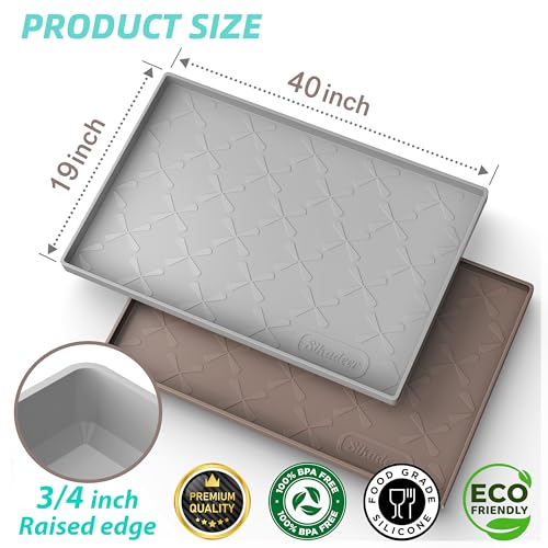 SIKADEER Waterproof Under Sink Mat Silicone 40"x19", Kitchen Cabinet Liner - color: Gray, size: 40"W x 19"L