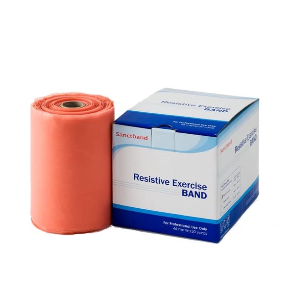(Extra Light Level 1) Peach 50 Yard Sanctband Resistance Bands Professional Latex Elastic Band for Upper & Lower Body & Core Exercise, Physical Therapy, Pilates, at-Home Workout, & Rehab