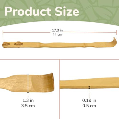 BambooMN 17 Inch Bamboo Wooden Back Scratcher Knobby Massage Roller Handle for Itching Stress Relief, 2 Units - color: 17" Backscratcher Knobby, size: 2 Units
