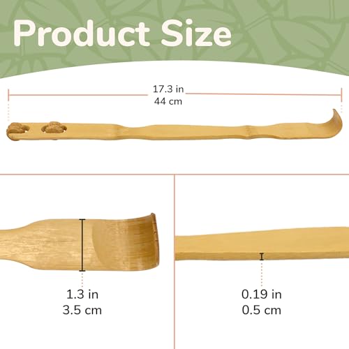 BambooMN 17 Inch Bamboo Wooden Back Scratcher Knobby Massage Roller Handle for Itching Stress Relief, 10 Units - size: 10 Units