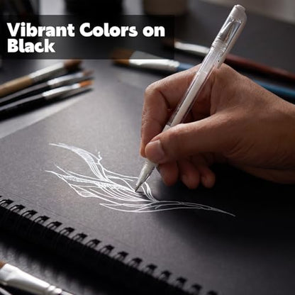 Black Paper Sketchbook 2 Pack, 7.6 × 10 in, 50 Sheets, Spiral Bound | 160gsm Acid-Free Black Paper, Mixed Media for Pencils, Chalk, Metallic Markers, Easy-Tear Pages, Lays Flat - size: 7.6×10 Inch (2 Pack )