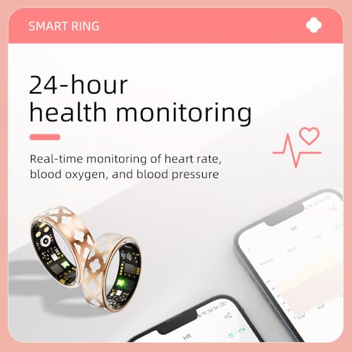 Smart Ring for Men & Women, Fitness and Health Tracker with Sleep Monitoring, Steps Counting, Daily Wellness Insights, IP68 Waterproof, No Subscription, Compatible with App (Rose Gold, 7) - color: Rose Gold, size: 7