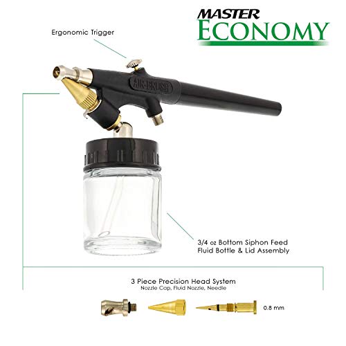 Master Airbrush E91 Airbrush Set Single-Action External Mix Siphon Feed | Airbrush Set with 0.8mm Tip and 1/8" air inlet