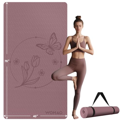 Large 76"x40"x0.4" Yoga Mat - color: Dull Pink