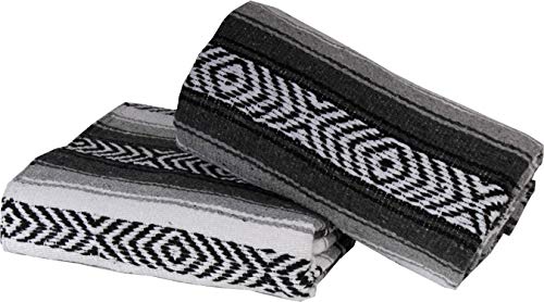 Genuine Mexican Handwoven Premium Large Heavyweight Falsa Serape & Yoga Blanket | Beach & Picnic Blanket (Large Heavy, Dark Gray) - color: Dark Gray Heavy