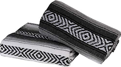 Genuine Mexican Handwoven Premium Large Heavyweight Falsa Serape & Yoga Blanket | Beach & Picnic Blanket (Large Heavy, Dark Gray) - color: Dark Gray Heavy