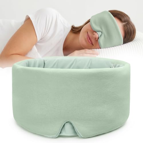 MORLIDEN Sleep Mask for Women Men, Light Blocking Eye Mask, Sage - color: Sage Green Ice Silk