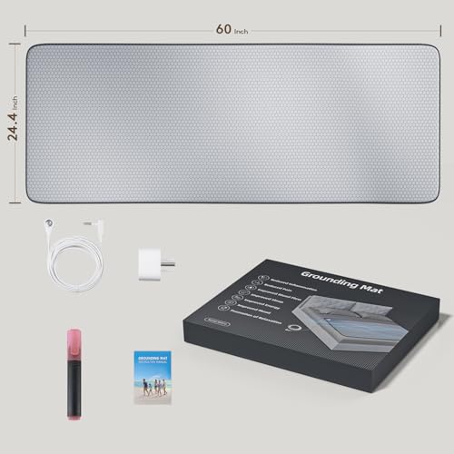 Graphene Grounding Mat for Bed, Sleep & Pain Relief, Queen Size | Conductive Graphene Material with 15ft Cord & 100K Ohm Safety Resistor, Grounding Mat for Bed, Desk, Office & Couch - size: Queen