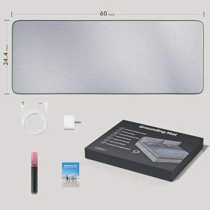Graphene Grounding Mat for Bed, Sleep & Pain Relief, Queen Size | Conductive Graphene Material with 15ft Cord & 100K Ohm Safety Resistor, Grounding Mat for Bed, Desk, Office & Couch - size: Queen