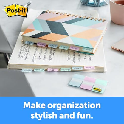 Post-it Pastel Color Tabs, 3 Colors, 3x3 inches, 24-Pack | 36 Tabs/Pack, 864 total, Gradient Blue, Pink, Clear - style: 24 Pack