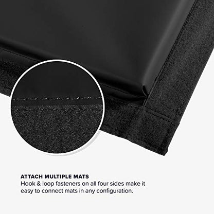 We Sell Mats Gymnastics Mat, Folding Tumbling Mat, Portable with Hook & Loop Fasteners - color: Black, size: 4 ft x 6 ft x 2 in