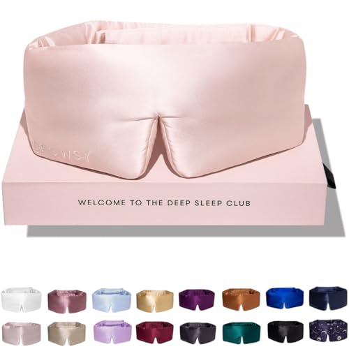 DROWSY Silk Sleep Mask - Face-Hugging, Padded Cocoon for Luxury Sleep in Total Darkness - 100% Pure Mulberry Silk (Sunset Pink) - color: Sunset Pink, size: 1 Count (Pack of 1)