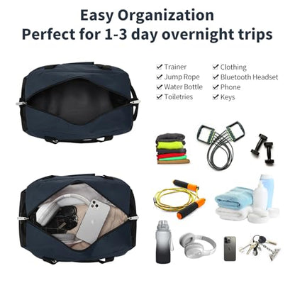 Apenze Small Gym Bag 18 inch Carry On Duffel Bag for Weekender Travel - Navy Blue - color: Navy Blue, size: 18inch