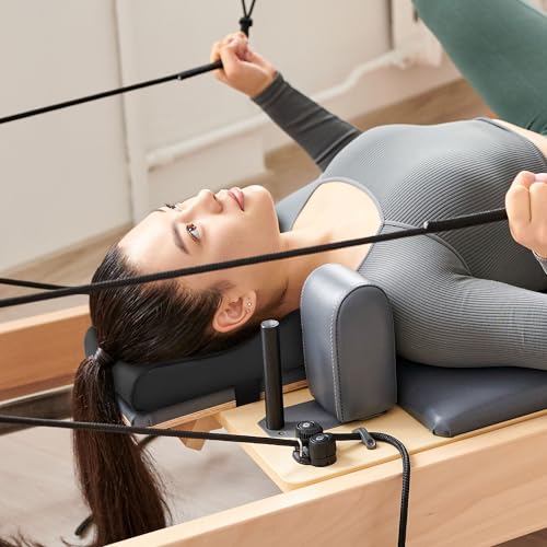MABOZOO Pilates Head and Neck Support Pillow, Black PU Leather Cushion for Pilates Reformer Accessories, Pilates Cushion Pillow Enhance Comfort for Pilates Home Gym Workout