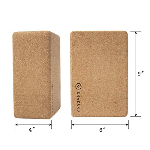 Cork Yoga Block 2 Pack for Pilates 9"x6"x4" Non-Slip & High Density | Eco-Friendly Natural Cork Block for Pilates, Meditation, Fitness and Stretching Supportive & Flexible to Improve Pose Balance