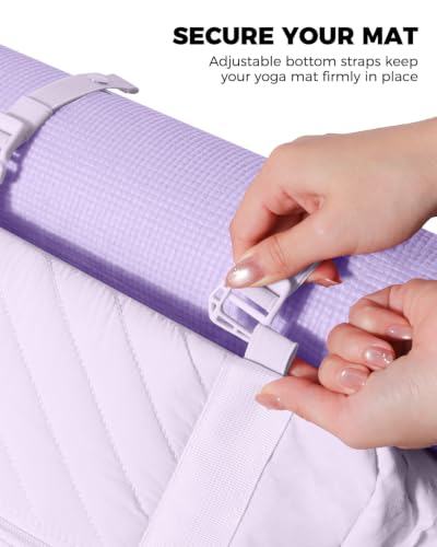 Small Gym Bag for Women - Duffle Weekender Work Duffel Carry on Tote Bag | Puffer Yoga Mat Holder Wet Compartment Coin Purse BPA-Free - color: Purple