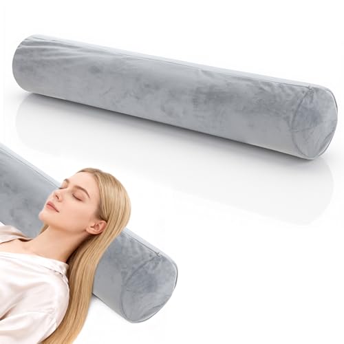 Round Body Pillow Cover, 7.9 x 47Inch/20 x 120cm Round Bolster Roll Body Pillowcase, Full Body Pillowcase with Zipper for Bedroom, Living Room (Only Pillow Covers, No Filler, Gray)