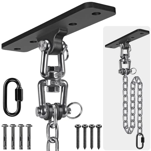 Dolibest Hanging Kits Hammock Chair Hardware, Heavy Duty Swing Hanger with Chain for Indoor Outdoor Playground Hanging Hammock Chair Punching Bags, 4 Screws, 600 LB Capacity, 3.28ft, 360° Rotation - color: Swing Hanger With 39'' Chain