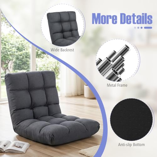 GIANTEX 14-Position Adjustable Floor Chair for Adults (Gray) - color: Grey