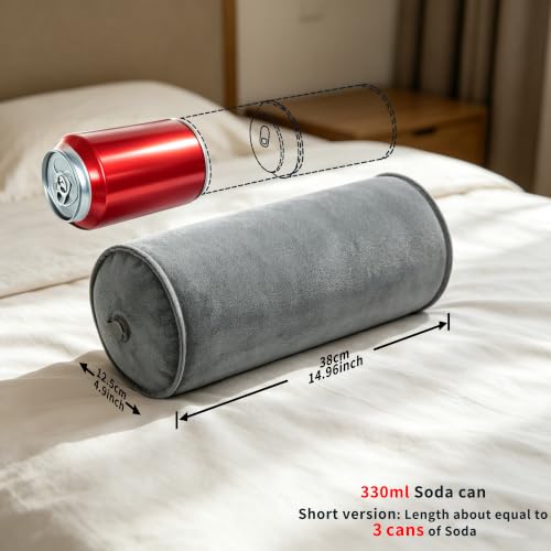 ONTYZZ Inflatable Round Neck Pillow Cervical Roll Pillow, 4.9 * 14.96 inch - color: Grey, size: Short Round (1-Pack)