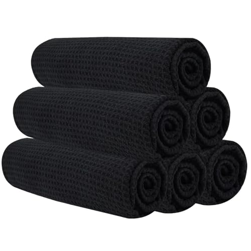 Microfiber Gym Towels for Working Out, Quickly Dry Yoga Towels for Men & Women Tennis, 16 Inch x 27 Inch, 6 Pack, Black - color: Black