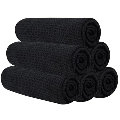 Microfiber Gym Towels for Working Out, Quickly Dry Yoga Towels for Men & Women Tennis, 16 Inch x 27 Inch, 6 Pack, Black - color: Black