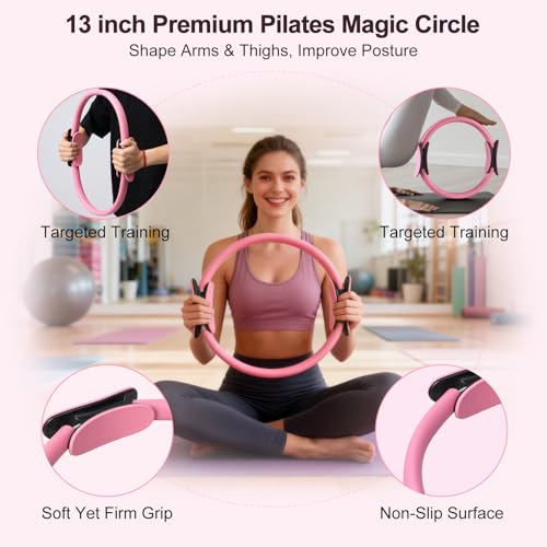 Pilates Kit with Yoga Block, Home Workout Set for Women - color: PINK