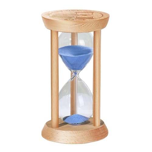 SuLiao Wooden Sand Timer 10 Minute Hourglass, Wood Blue Sand Clock, Small Watch 10 Min Timer, Hour Glass Sandglass for Home, Reloj De Arena, Office, Decorative, Game, Classroom