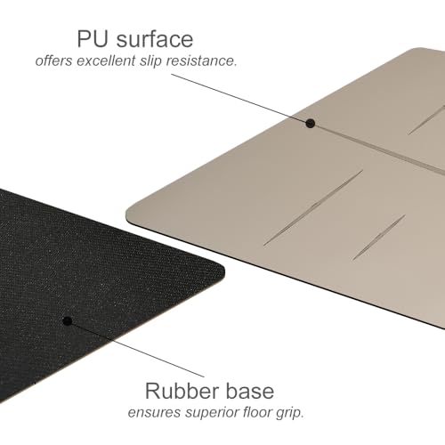 Natural Rubber Yoga Mat - Non Slip Non Toxic - 5mm Thick Yoga Mat for Hot Yoga/Pilates - Extra Large 26.8’’ with Alignment Guide - Sweat Proof - with Carrying Bag - color: Latte Grey