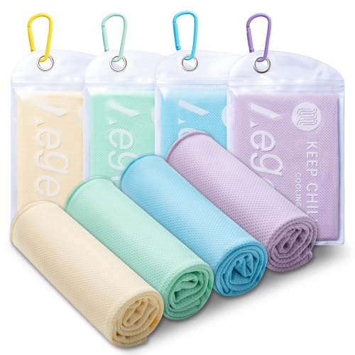 4Pack Cooling Towel 40"x12" Cooling Neck Wraps,Soft Breathable ChillyTowel - color: Mint Green / Cream Yellow / Sky Blue / Light Purple
