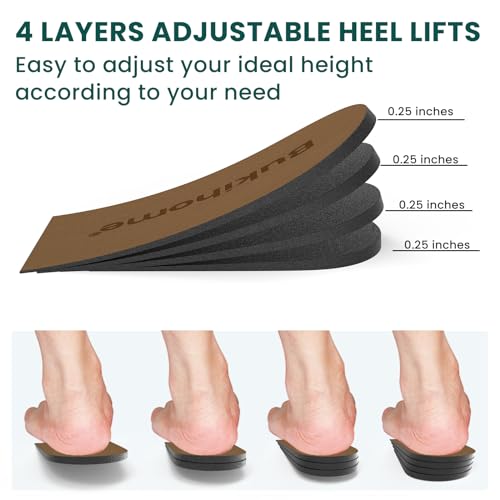 Adjustable Heel Lift Inserts for Shoes - Bukihome Orthopedic Shoe Lift for Uneven Legs 4 Layers Height Increase Insole for Heel Pain,Heel Spur,Achilles Tendonitis,Medium(Women 9-11.5/Men 7-9.5) | Shoe Lift for Uneven Legs 4 Layers Height Increase Insole f